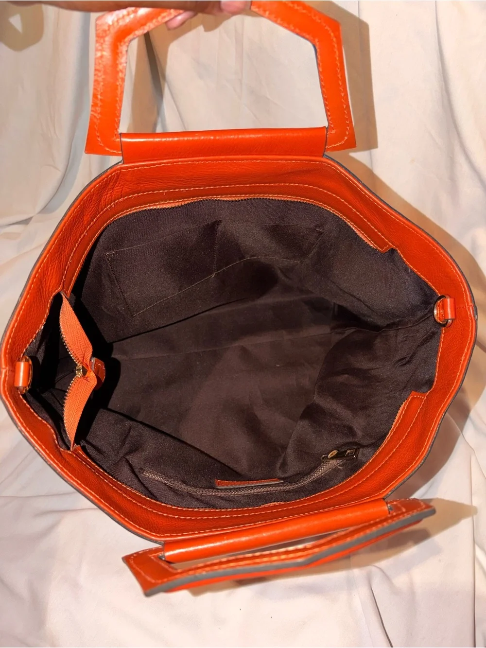Anna Paola Rust Orange Italian Leather Tote